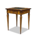 A Continental walnut and floral marquetry inlaid games table, 19th Century, the square top inset