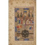 Majnun seated at court, Safavid Iran, early 16th century, gouache on paper heightened with gilt,