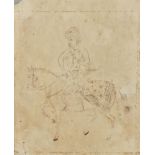 Three drawings of courtiers, Safavid or Qajar, Iran, 18th-19th century, ink on paper, the first