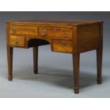 A mahogany and ebony strung dressing table, late 19th , early 20th Century, the rectangular top,