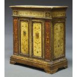 An Italian provincial polychrome decorated side cabinet, 19th Century, the moulded rectangular top