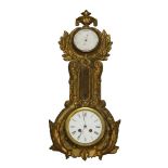 A gilt metal eight day thermometer/barometer clock by J.J. Wainwright and Co. Birmingham, late19th