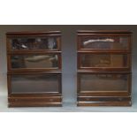 A pair of mahogany and glazed Globe Wernicke four section bookcases, early 20th Century, with