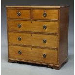 A Victorian mahogany chest of drawers, with two short over three long graduated drawers, on shaped