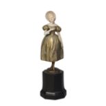 Ferdinand Preiss (1882-1943), a cold-painted bronze and ivory figure‘Victorian Lady’, c. 1930,