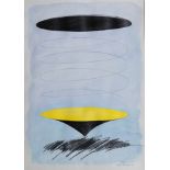 Keiji Uematsu, Japanese b.1947- Cylindrical forms; gouache and pencil, signed and dated 1989 in