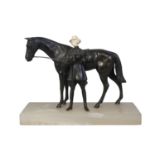 Bruno Zach (1891-1945), a cold-painted bronze and ivory group‘Amazon with horse’, c.1930, signed