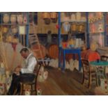 Andreas Krystallis, Greek 1911-1951- At the Pottery; gouache, signed, 49.5x64cm, (ARR)Provenance: