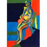 European School, late 20th century- Seated female nude; gouache, 77.4x54.6cm, (ARR)