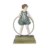 Ferdinand Preiss (1882-1943), a cold-painted bronze and ivory figure‘Hoop Girl’, c.1930, signed F.