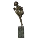 Pierre Le Faguays (1892-1962), an Art Deco cold-painted bronze‘Bacchic Dancer', c.1930, signed Le