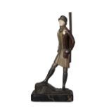 Lemo, an Art Deco cold-painted bronze and ivory figure'Shooting', c.1930, signed Lemo and