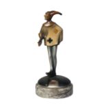 Roland Paris (1894-1945), a cold-painted spelter figural 'card- suit' selector'Jester', c.1930,