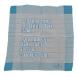 After Louise Bourgeois, French 1911-2010-"I Have Been to Hell and Back Handkerchief."