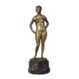 Bruno Zach (1891-1945), a cold-painted bronze figure‘Bather’, c.1930, signed on bronze base 'Zach'