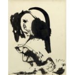 Asger Jorn, Danish 1914-1973- Untitled;brush and black ink, signed and dated 1955, 26.2x20.5cm, (