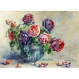 Madeline Zemurray, Eastern European/American, mid-20th century- Still life of roses; watercolour,