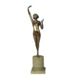 Josef Lorenzl (1892-1950), an Art deco lacquered gilt-bronze figure c.1930, signed R. Lor,