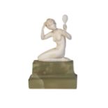 Ferdinand Preiss (1882-1943), a carved ivory figure of a naked woman holding a mirror'Toilette', c.