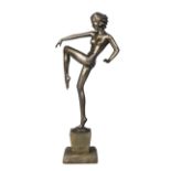 A bronze figure in the style of Lorenzl20th Century, unsignedModelled and cast as a naked girl