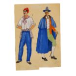 Alexandre Benois, Russian 1870-1960- Costume designs;gouache over pencil, two, both inscribed and