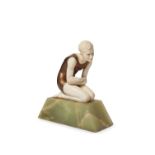 Ferdinand Preiss (1882-1943), a cold-painted bronze and ivory figure‘Bather - kneeling male’, c.