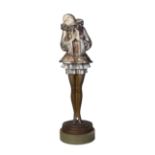 Paul Philippe (1870-1930), a cold-painted bronze and ivory figure‘Pierette’, c. 1925, signed