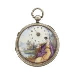 An 18th century Swiss nickel-plated open-face key-wind pocket watch, by Wifs & Menu, the off-