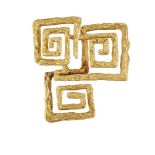 An 18ct. gold brooch, by Lalaounis, of openwork textured key pattern design, signed Lalaounis and