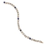 An Edwardian, sapphire and diamond bracelet, of fine chain-link design set with rose cut diamond