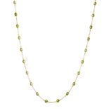 A peridot necklace, composed of a series of spectacle-set circular-cut peridots with fancy-link