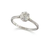 A diamond single stone ring, the single old-brilliant-cut diamond weighing approximately 1.08