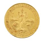 An Indian gold coin, the obverse with the figure of Lashimi