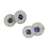 A pair of early 20th century platinum, sapphire and diamond cufflinks, by Cartier, each circular