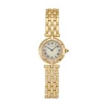 A lady's 18ct. gold 'Panthere Vendome' quartz wristwatch, by Cartier, the silver circular dial