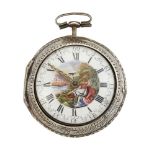 An 18th century Dutch silver pair-cased pocket watch with enamelled dial, the white enamelled dial