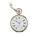 A late 19th century silver marine chronometer pocket watch, by Ulysse Nardin, the white enamel