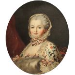 After François-Hubert Drouais, French 1727-1775- Madame de Pompadour; oil on canvas, oval, 74x56cm