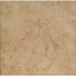 Edward Francesco Burney, British 1760-1848-Figures with a horseman, after the antique; Red crayon on