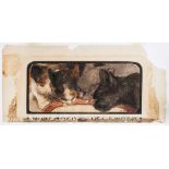 Elizabeth Fearne Bonsall, American 1861-1956- Three Cats; charcoal and watercolour, inscribed,