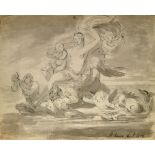 Mauritius Lowe, British 1746-1793- Venus and Cupid; watercolour wash, signed and dated 1787 in ink