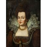 German School, late 16th/early 17th century- Portrait of a noblewoman, quarter-length in a brown