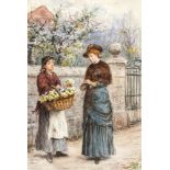 George Goodwin Kilburne RI RBA, British 1839-1924- The Flower Seller;watercolour heightened with
