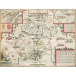 John Speed, British 1552-1629- Northampton Shire;Hand-coloured copper engraved map, publ. by