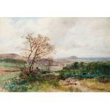 Henry Charles Fox RBA, British 1855-1929- Cattle watering on the moors; watercolour, signed and