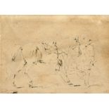 Philips Wouwerman, Dutch 1619-1668-Horse and rider;Brush and grey brown ink over pencil, 15x20cm