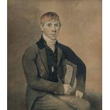 British School, early/mid 19th century-Portrait of a young man, seated three-quarter length;