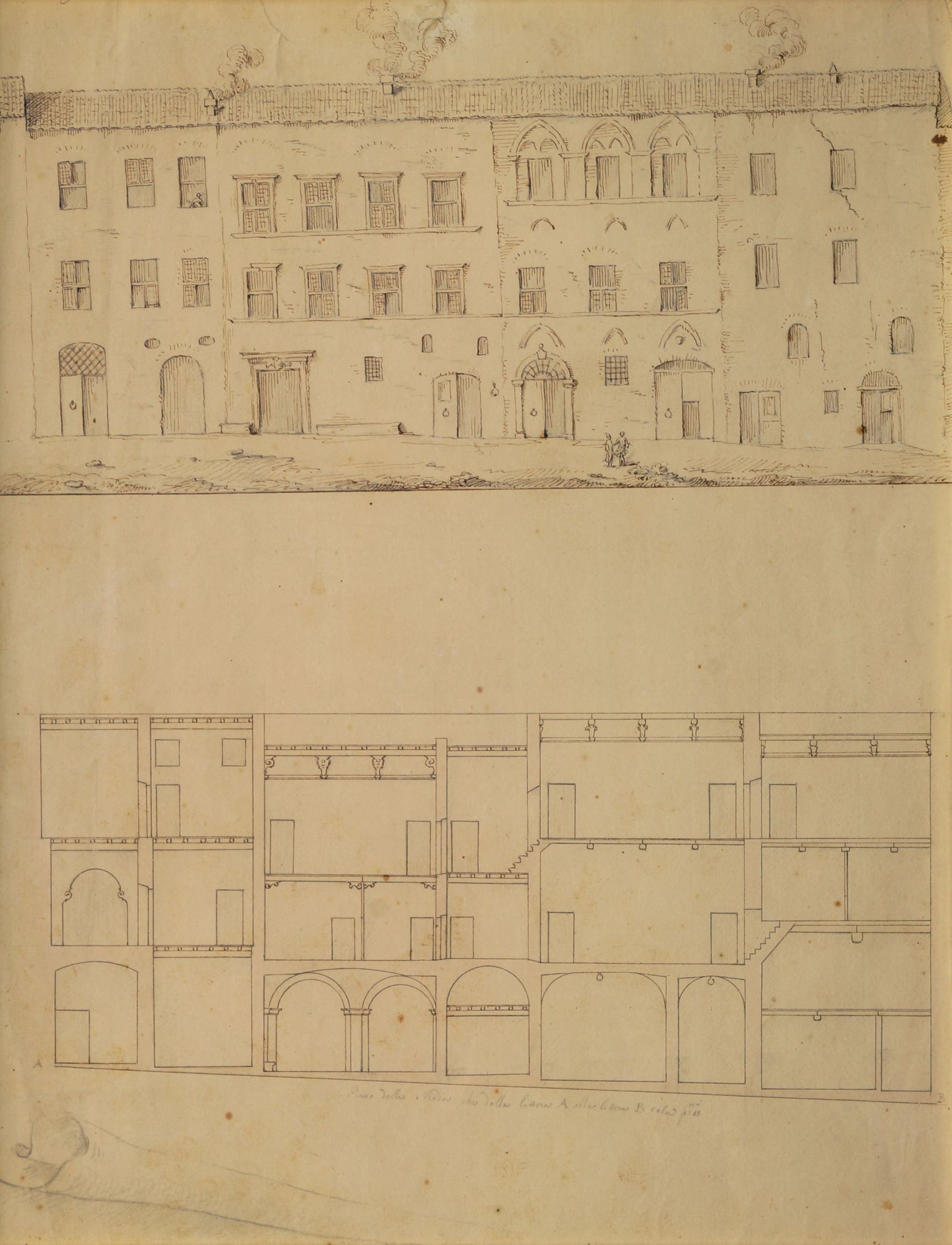 Paolo Posi, Italian 1708-1776- Views of the Palazzo Sergardi, Siena; watercolour, pen, brown ink, - Image 6 of 6