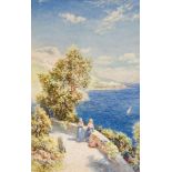 Charles Rowbotham, British 1856-1921- Cap-d'Ail, South of France; watercolour heightened with white,