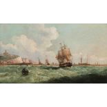 John H 'Jock' Wilson HRSA, Scottish 1774-1855- Ships off Dover;Oil on canvas, signed, 30.5x51cm (VAT